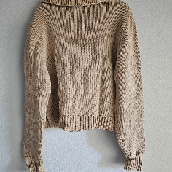 Dissh Oversized Solid Tan Brown Collared Vneck Knitted Pullover Sweater Jumper - Picture 5 of 5